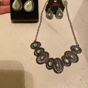 Paparazzi Silver Necklace with Green Accents